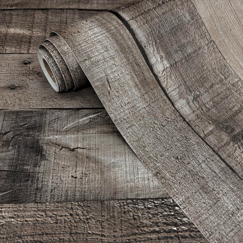 Livebor Gray Shiplap Peel and Stick Wallpaper Wood Contact Paper 17.7â€x 196.8â€ Distressed Wood Wallpaper Peel and Stick Wooden Wall Gray Contact Paper Rustic Shiplap Plank for Walls and Countertops - Image 1